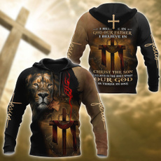 jesus, 3D hoodies, Plus Size, lionhoodie