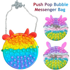 cute, rainbow, rabbit, Messenger Bags