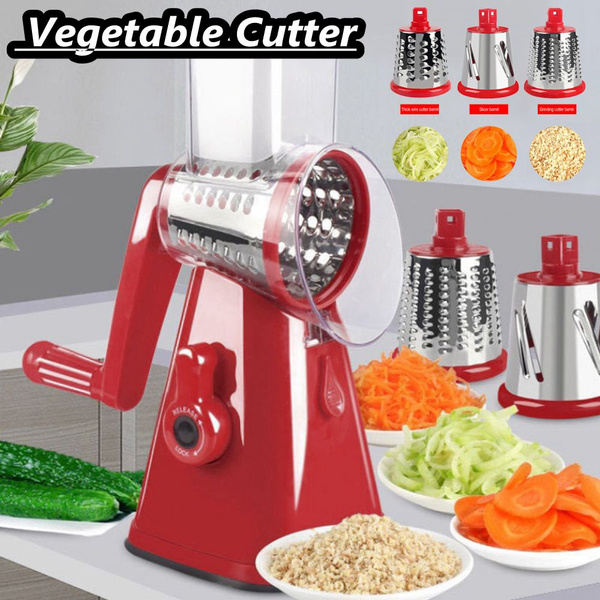 Vegetable Slicer Drum Cutter Shredder Food Manual Rotary Grater Chopper  Kitchen