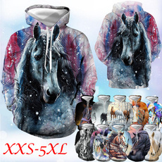 horsehoodie, 3D hoodies, horse, Plus Size