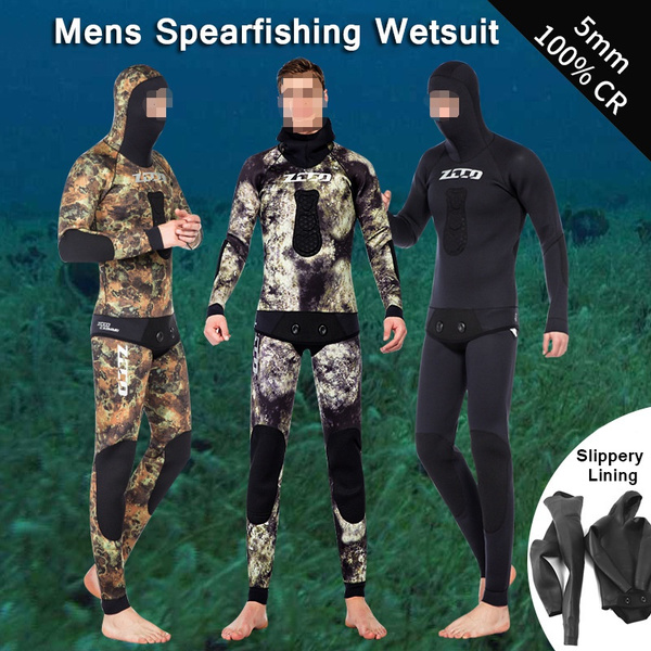 Spearfishing Wetsuit 5mm Camo Scuba Wetsuits Fish Hunting Suit Split 2