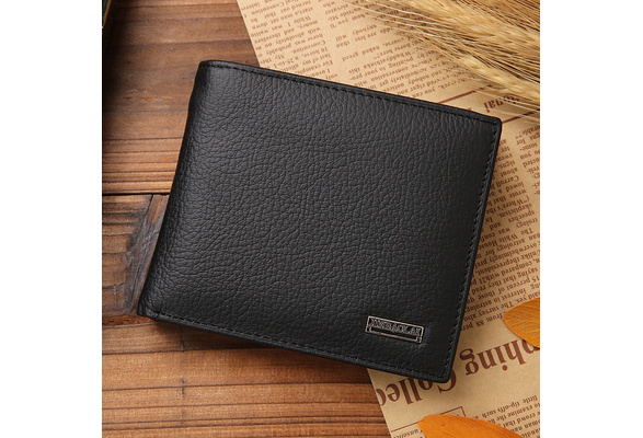 100% Genuine Leather Men Wallets Premium Product Real Cowhide Wallets for  Man Short Black Walet Portefeuille Homme