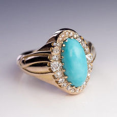 Turquoise, DIAMOND, wedding ring, 925 silver rings