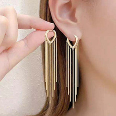 goldplated, chaintasselearring, Tassels, Fashion