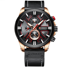 Chronograph, Fashion, Casual Watches, leather strap