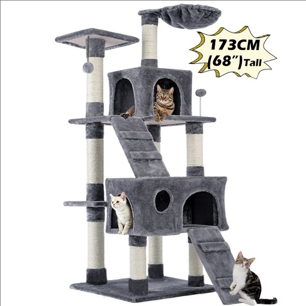 3 Types Cat Tree Tower With Sisal-Covered Scratching Posts Pet Activity ...