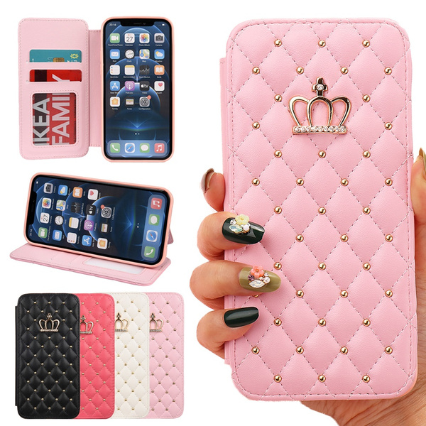 For Apple iPhone 13 Pro Max Bling flip Leather slots Wallet Case