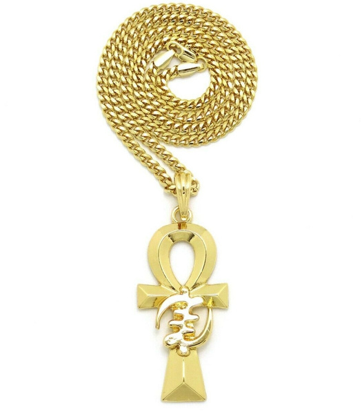 Fashion Men's Religious Egypt Gye Nyame on Pendant 24" Box Rope Cuban