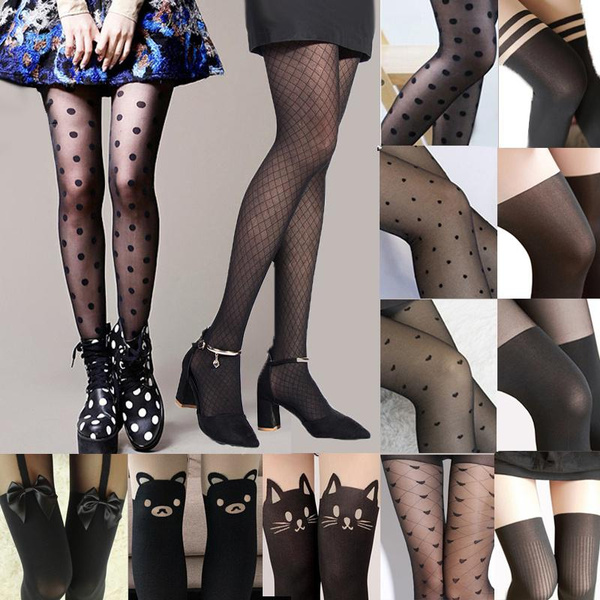 Women's Pantyhose Stockings Girls Sexy Black Polka Dot Long Tights Hosiery  Socks