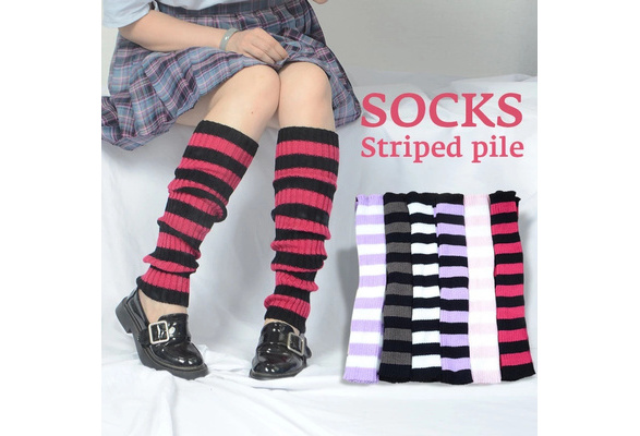 Knit Striped Leg Warmer-Goth Hipster Leg Warmers Women Cool Stretch Fashion  Sock