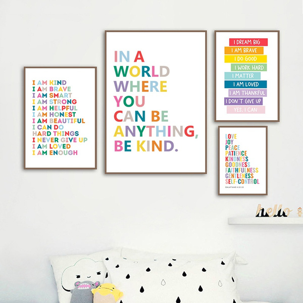 Kids Positive Affirmation Art Prints Mindfulness Poster Self Confidence ...