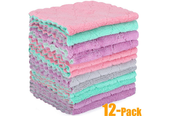 MAVGV Microfiber Cleaning Cloth - 12 Pack Kitchen Towels - Double-Sided  Microfiber Towel Lint Free Highly Absorbent Multi-Purpose Dust and Dirty