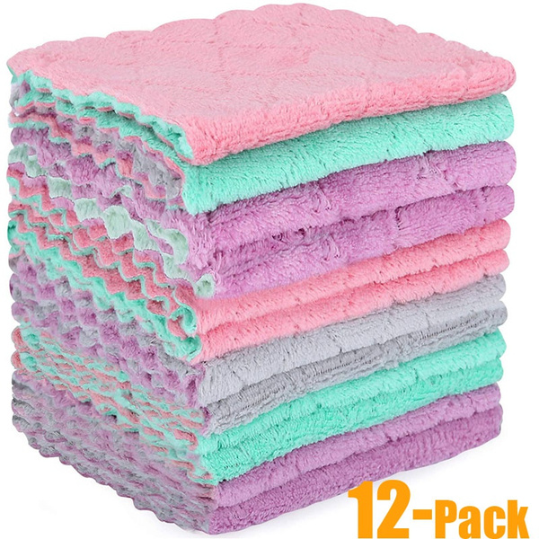 Microfiber Cleaning Cloth - 12 Pack Kitchen Towels - Double-Sided Microfiber  Towel Lint Free Highly Absorbent Multi-Purpose Dust and Dirty Cleaning  Supplies for Kitchen Car Cleaning - Dish Towels