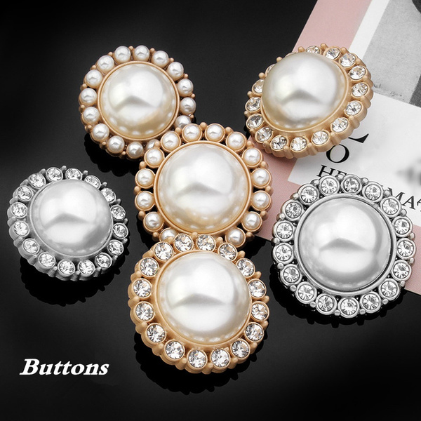 18mm/25mm Pearl buttons Shank buttons Sewing Buttons Decorative buttons，Inlaid  rhinestone buttons for crafts Arts & Crafts Supplies，Beautiful buttons for  clothing Sewing & Knitting Supplies 。