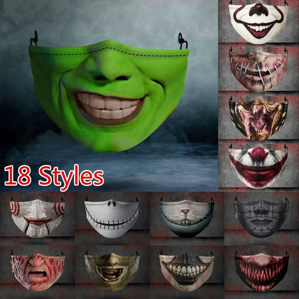 Scary Face Mask Covering 3D Printed Horror Scary Mouth Reusable