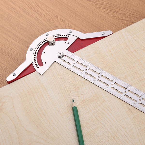 Stainless Steel Woodworkers Rule Efficient Protractor Edge Ruler