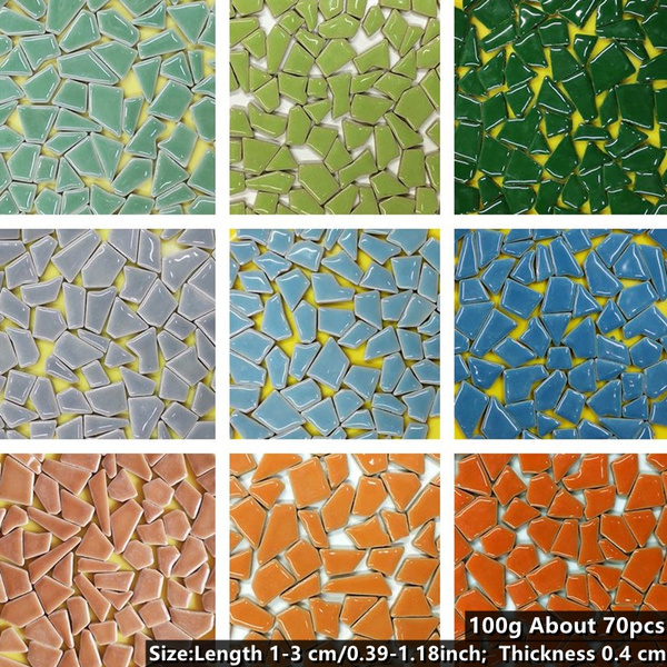 100g Crafts Bulk Ceramic Mosaic Tiles Stained Kit Mixed Shapes Supplies for  DIY Picture Frames Flowerpots