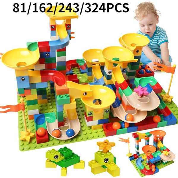 81-324PCS Marble Race Run Maze Ball Track Building Blocks ABS Funnel ...