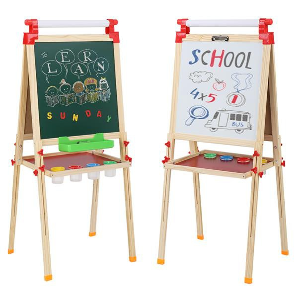 Board　Easel　Kids　Wooden　Drawing　Sided　Chalkboard　Roll，Extra　and　Letters　Adjustable　Standing　Art　Numbers　with　Paper　Whiteboard　Dry　Children　Easel　Magnets,　Easel　Wish　Double　Board,