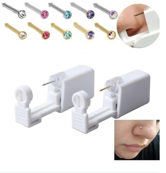 2021 1/2Sets Disposable Safe Sterile Piercing Unit Nose Studs Piercing
