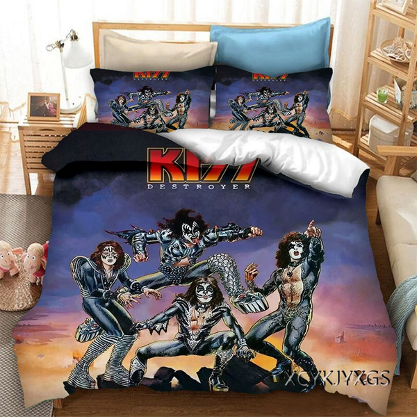 Kiss Rock Band 3D Printed Bedding Set Duvet Covers Pillowcases Comforter  Bedding Set Bedclothes Bed Linen B463