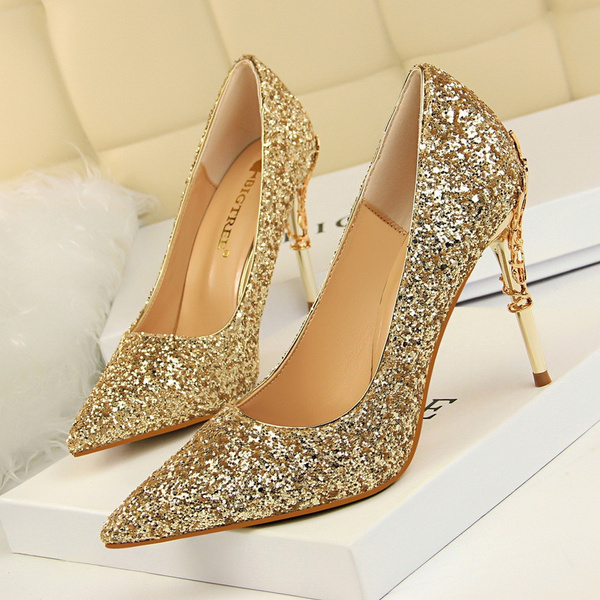 Gulshan Tone on Tone Wedges | Golden Ornate Heels for Wedding – aroundalways