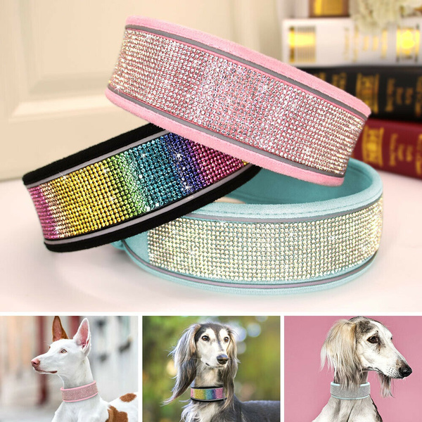 Thick Rhinestone Dog Collar Soft Wide Crystal Diamond Necklace with
