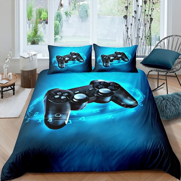 Comforter Set Queen Size, Gamer Kids Bedding Set for Kids and Adults  Bedroom Decor, Video Boy Comforter Set and 2 Pillow Cases