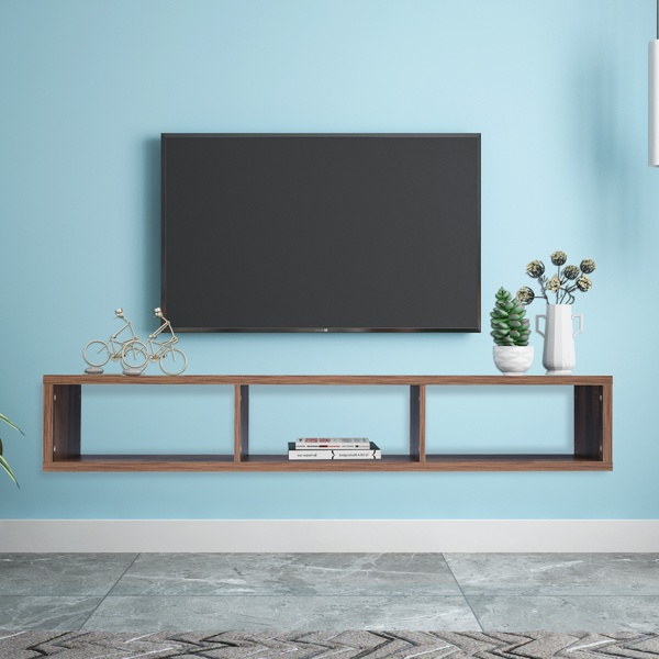 Floating TV Console,Walnut/Grey/Black/White, Shallow Floating TV