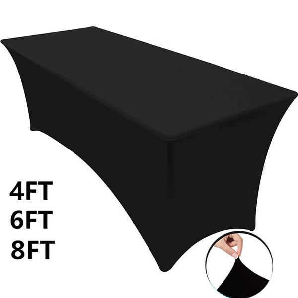 6FT Rectangular Tight Fit Table Cover Spandex Stretch Lycra Trestle Tablecloth 