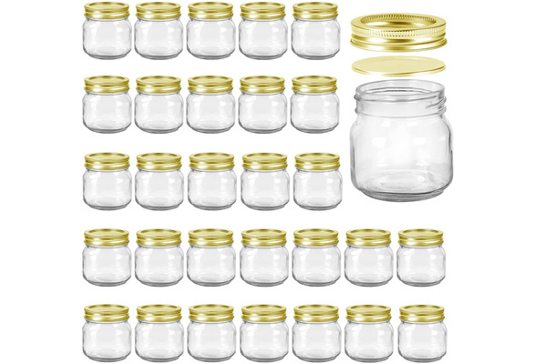 Bedoo Small Mason Jars 8 oz with Lids, 30 Pack Regular Mouth Mason Jar,  Half Pint Canning Glass Jars for Storage, Jelly, Jam, Honey, Shower Favors,  Herb 