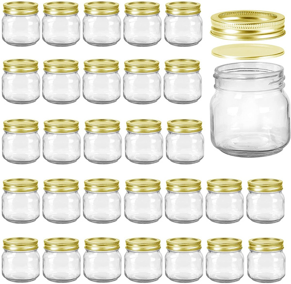 Bedoo Small Mason Jars 8 oz with Lids, 30 Pack Regular Mouth Mason Jar,  Half Pint Canning Glass Jars for Storage, Jelly, Jam, Honey, Shower Favors,  Herb 