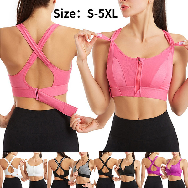 Front Zipper Adjustable Sports Bra Shockproof Non-wireless Vest Yoga Cross  Beautiful Back Underwear Women