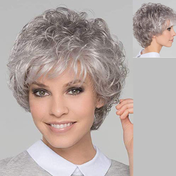 short grey wigs with bangs