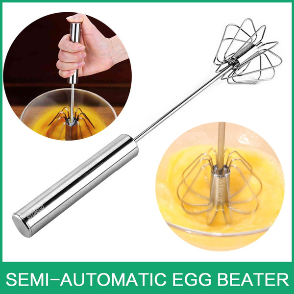 NEW Egg Whisk Egg Beater High Quality Creativity Stainless Steel Hand  Pressure Rotating Semi-Automatic Mixer Coffee Milk Mixing Egg Beater Hand  Held Stonego Kitchen Baking Cooking Tools