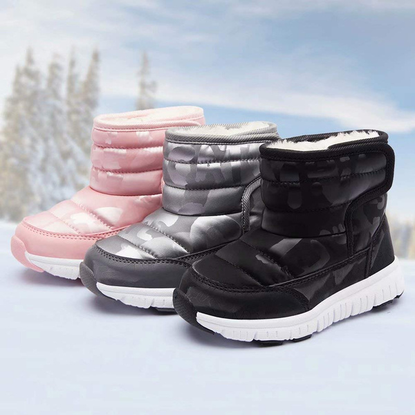 Kids Winter Snow Boots Waterproof Outdoor Warm Faux Fur Lined Shoes 