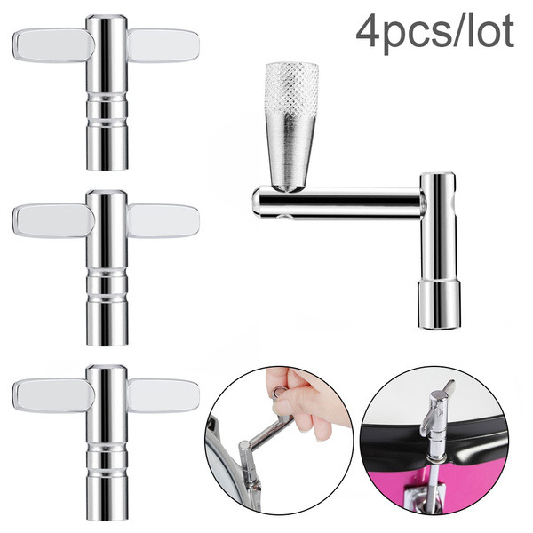 4pcs/lot Drum Head Tuning Wrench with 3pcs T Shaped 5.5mm Square Mouth Universal Drum Key + 1pc