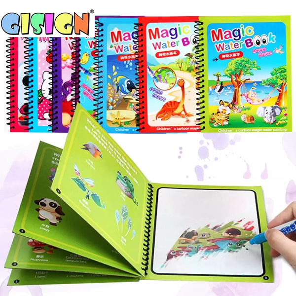 Reuse Water Paint Coloring Book with Magic Doodle Pen Kids Educational Toys 