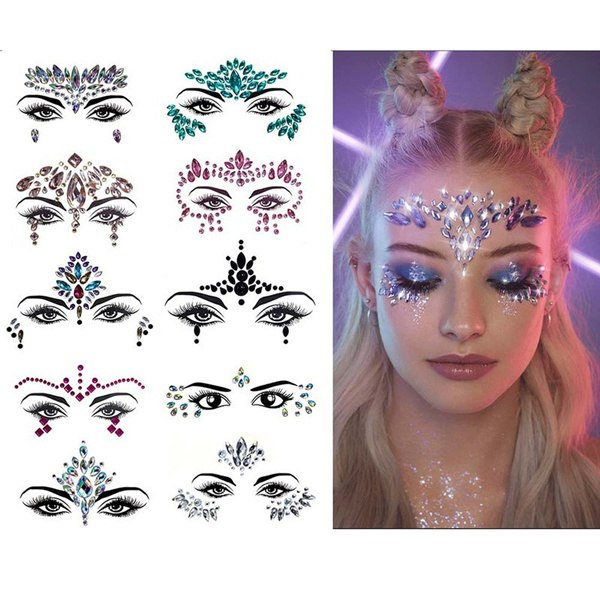 Halloween Makeup Looks With Glitter and Face Gems