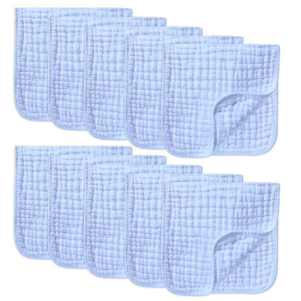 YOOFOSS Muslin Burp Cloths 10 Pack Large 20X10 100/% Cotton 6 Layers Thicken Super Soft and Absorbent Blue