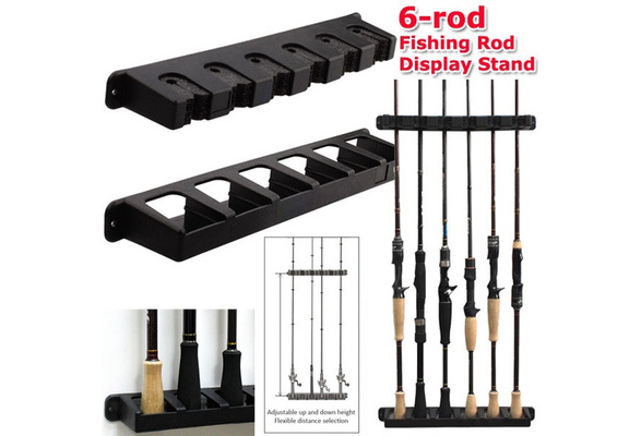 6-rod Rack Fishing Pole Holder Wall Mounted Fishing Rod Storage Stand