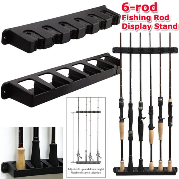 6-rod Rack Fishing Pole Holder Wall Mounted Fishing Rod Storage