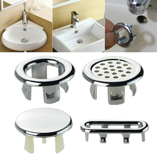 2 Pcs Wash Basin Overflow Ring Replacement Tidy Cover Plastic Lid ...