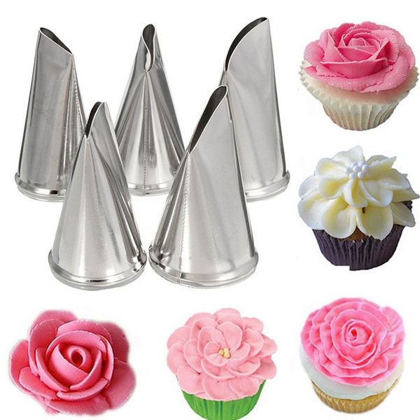 Spiral Rose Flower Nozzle , R18 Rose Flower Making Nozzle Stainless Steel