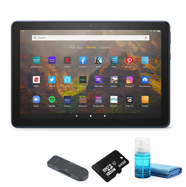 Fire HD 10 Inch Tablet Full HD, 32GB Denim (2021) with 64GB Micro