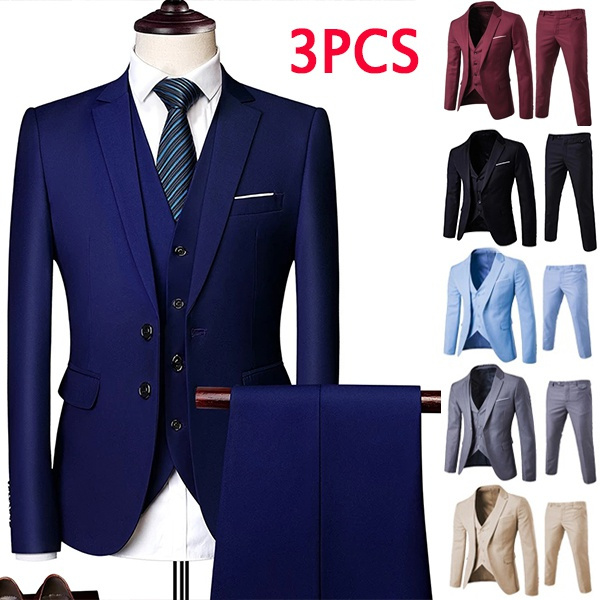 2021 Mens Suits Groom Wear Tuxedos 3-Piece Wedding Suits Groomsmen Best ...