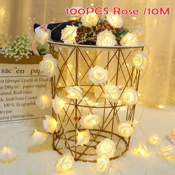LED Rose Fairy Lights Battery Operated Rose Flower Chain Romantic