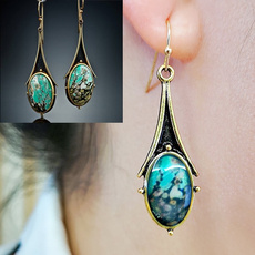 Turquoise, Flowers, Dangle Earring, Gemstone Earrings