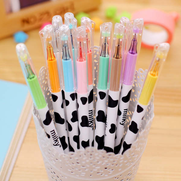 1PC/5pcs Milky Gel Pen Kawaii Cow Pens Canetas Escolar Japanese Stationery  Zakka Papelaria Office Material School Supplies