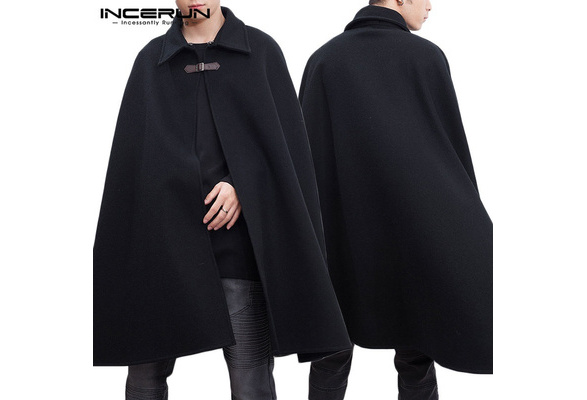 Mens Unisex Woolen Cashmere Thicken Lapel Cloak Poncho Trench Loose  Overcoat Coat Jacket Black Luxury Customized Plus Size From Vanilla03,  $114.43